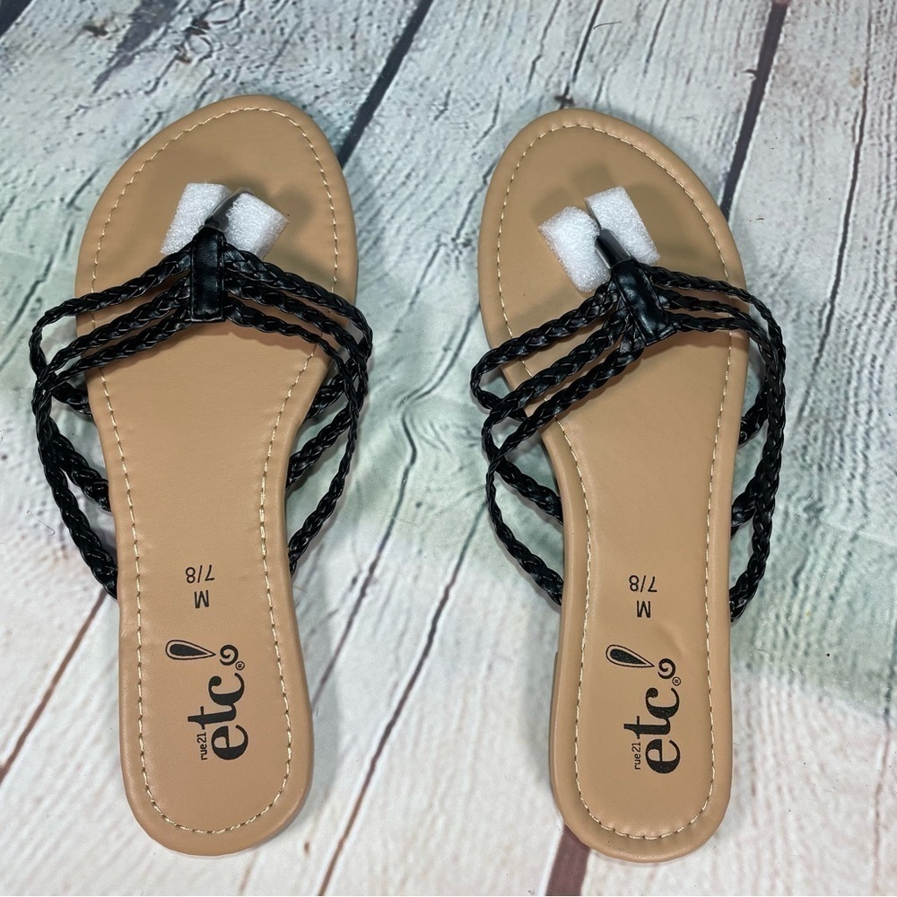 Rue21 Flip Flops Sandals Womens 7/8 Brown Black NWT